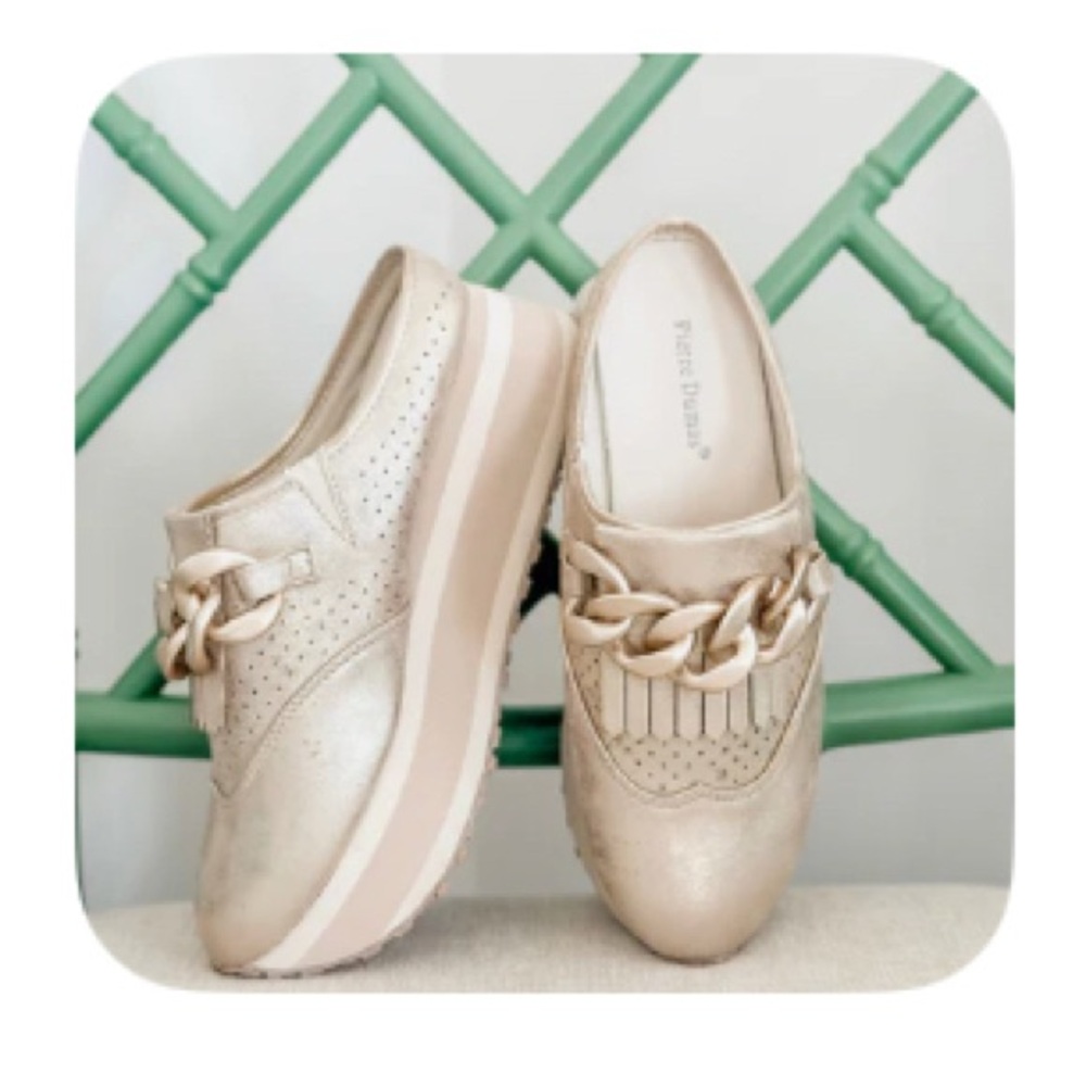 Pierre Dumas Metallic Cream Dress Shoes - worn 2x only